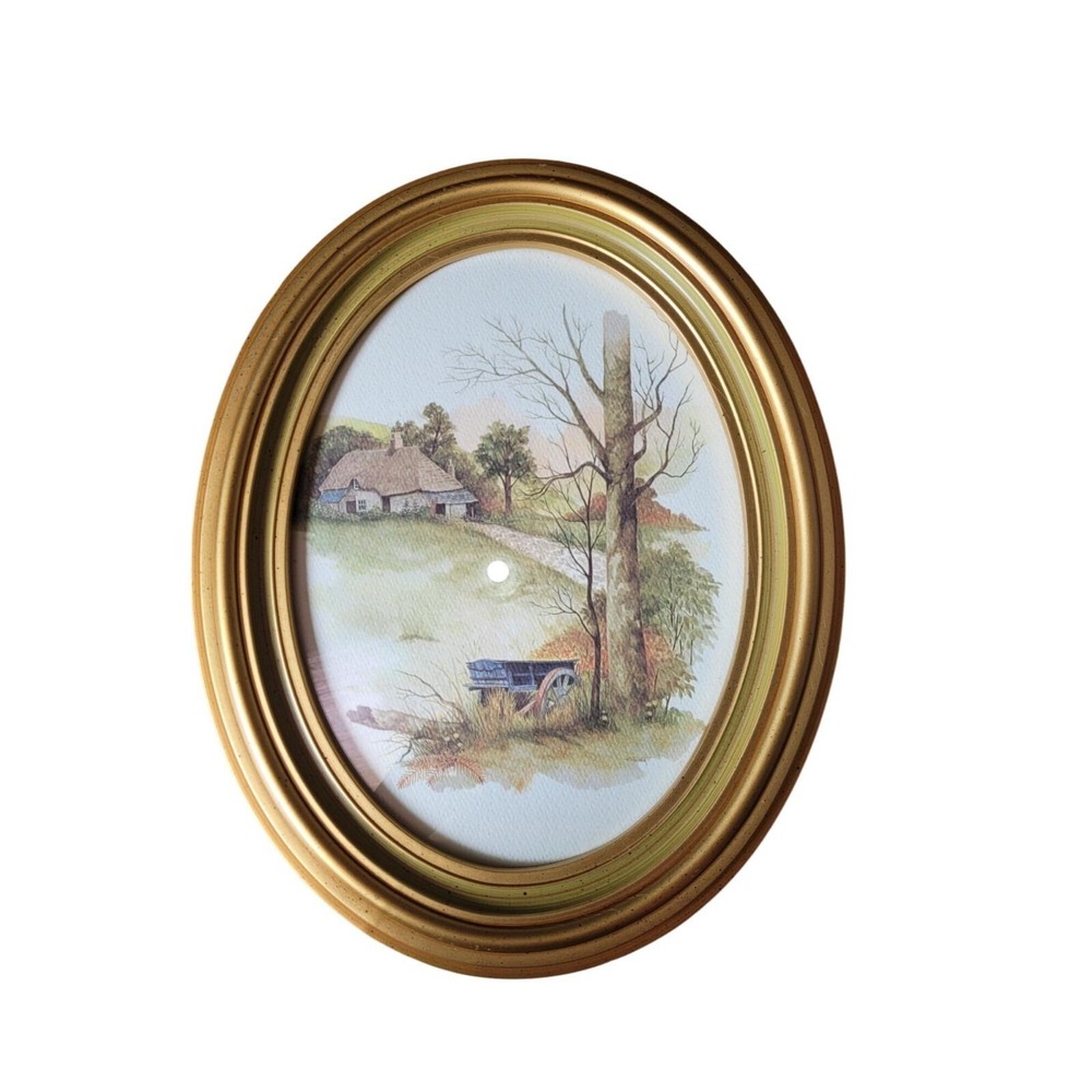 F. Massa Homco Oval Watercolor Print  Framed Vintage1983 Frame Size 14x11